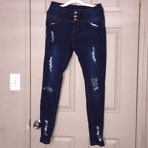 Dark Blue rippped Jeggings